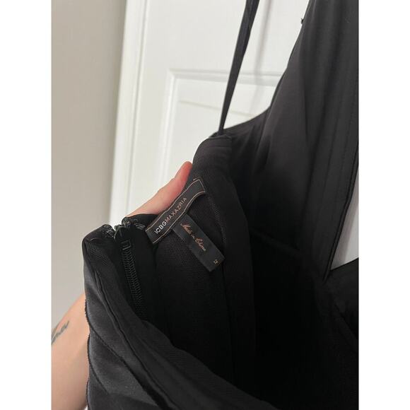 BCBGMaxazria Black Satin Y2K Whimsygoth Halter Cocktail Dress - Picture 5 of 7